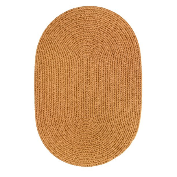 Indoor/Outdoor Solid Gold Area Rug, Braided Textured Design, 2Ft. X 6Ft