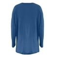 thumbnail image 5 of Fiaer V Neck Womens T Shirts Long Sleeve Plus Size Long Tops Solid Color Casual Fashion Fall Relaxed Fit Tops Blue XL, 5 of 5