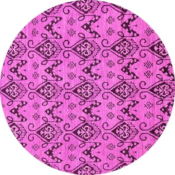 Ahgly Company Indoor Round Abstract Pink Modern Area Rugs, 7' Round