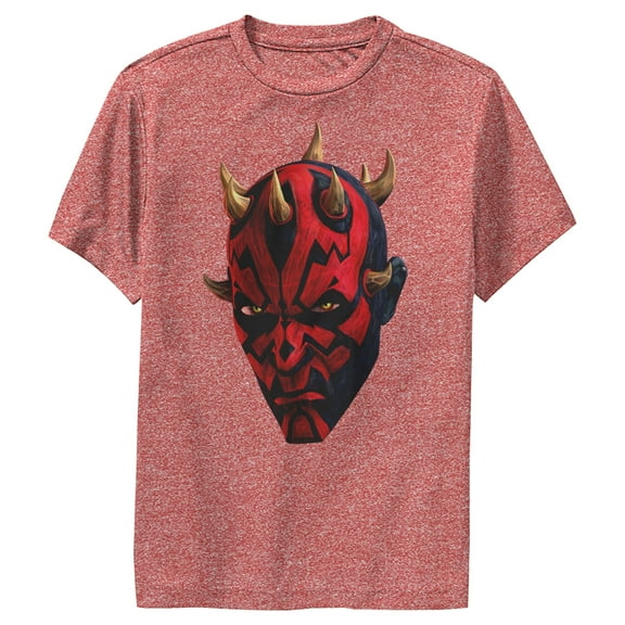 Boy's Star Wars: The Clone Wars Darth Maul Big Face  Performance Graphic Tee Red Heather Large