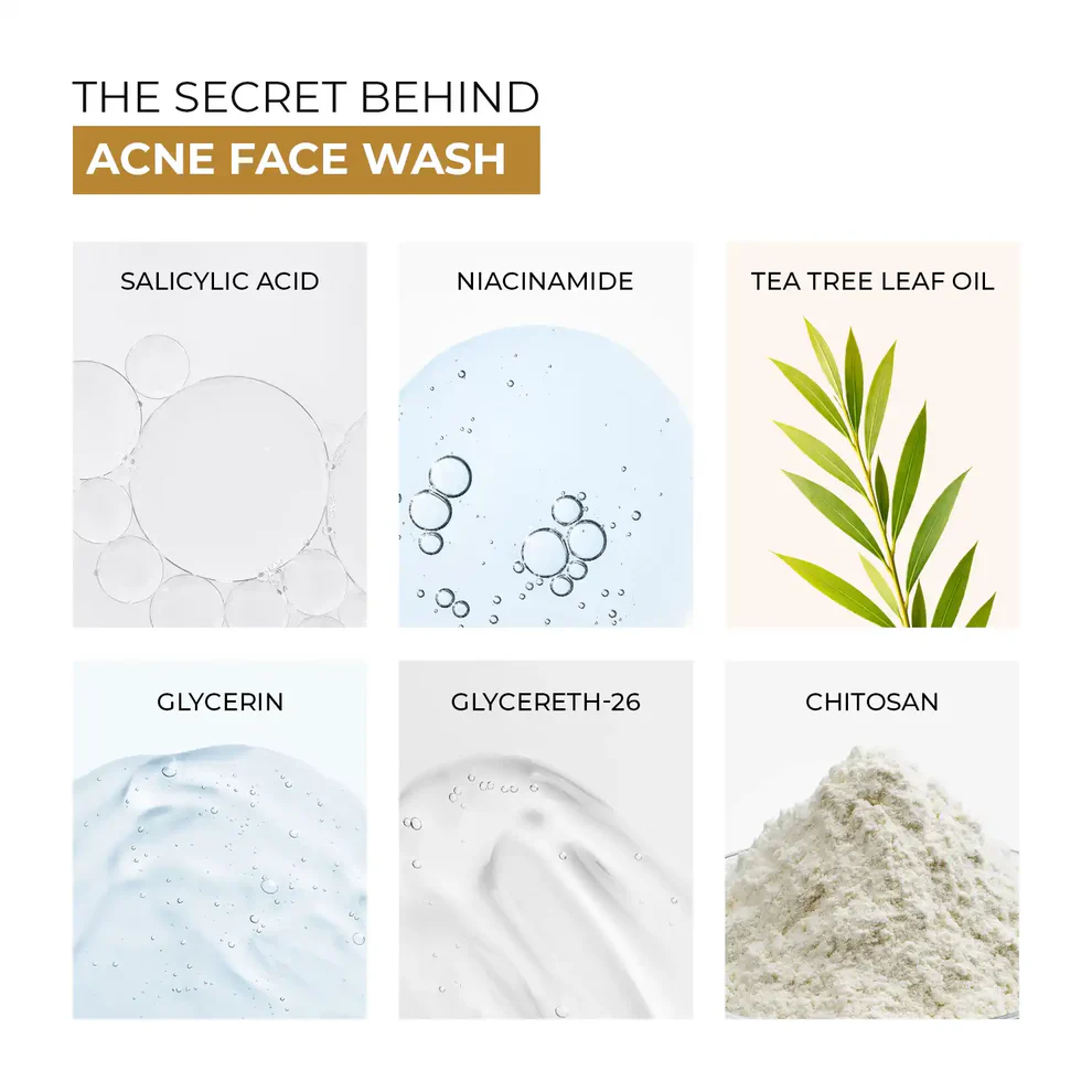 Skin Centrick Acne Face Cleanser with Niacinamide, Clay and Salicylic Acid, Oil Control Face Wash