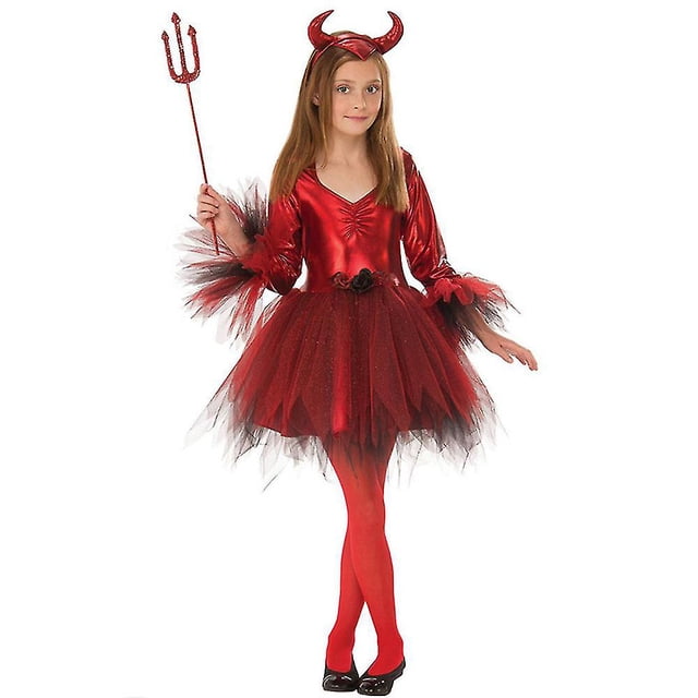 Disfraz de Halloween para niñas, disfraz de diablo malvado de Satán, disfraz de fiesta