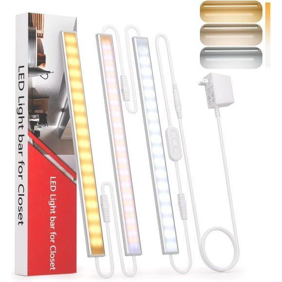 shiyou-Under Cabinet Lighting Plug in, 12Inch Linkable Led Light Bar, Dimmable 3 Color Under Cabinet Lighting Hardwired with ETL Plug, 3Pack Under Counter Lights for Kitchen, Cupboard