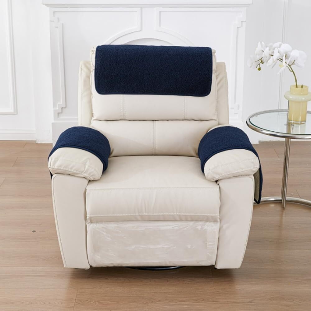 3 Pcs/Set Recliner Covers Armrest Covers for Recliner Chair with Storage Pockets Headrest Cover for Sofa Recliner Protector