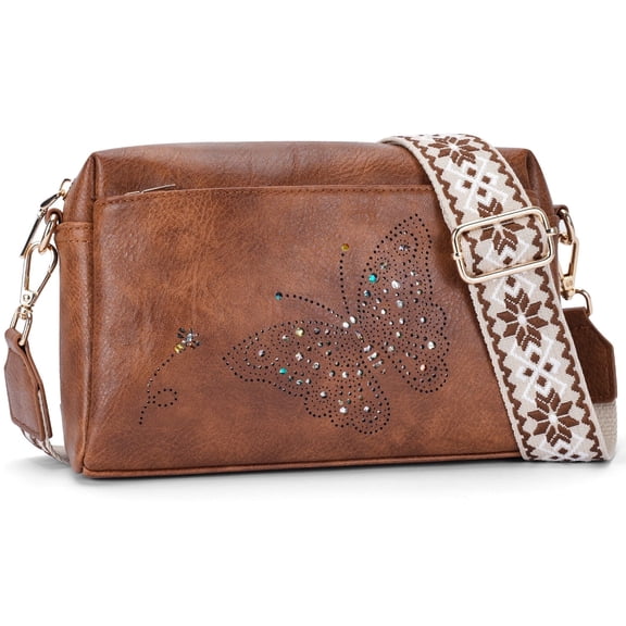 APHISON Small Crossbody Bag for Women,Butterfly Cell Phone Purse Womens Shoulder Handbags Wallet Purse with Credit Card Slots Adjustable Guitar Strap