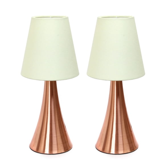 Simple Designs Valencia Mini Touch Table Lamp Set with Fabric Shades - 2Pack