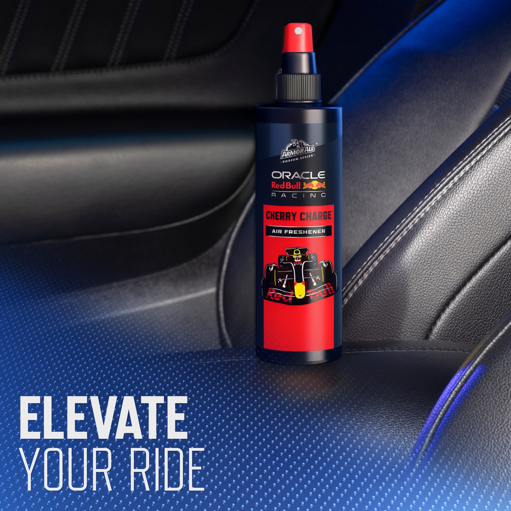 Armor All Podium Series Car Air Freshener Spray (Cherry Charge Scent), 8 oz Bottle, Long Lasting Perfume Blends a Rich Base of Leather and Musk