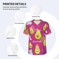 thumbnail image 3 of Zufioo Pink Green Avocado Print Men's Baseball Short Sleeve, Moisture Wicking Button-Down Hip Hop Tee-Medium, 3 of 7