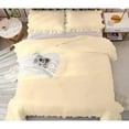 thumbnail image 6 of DNG Creations 3 Piece Vintage Ruffle Pattern Comforter Set Premium Ultra Soft 550 GSM All Season ( Full/Queen Size ) 100% Egyptian Cotton Solid Ivory Colour, 6 of 8