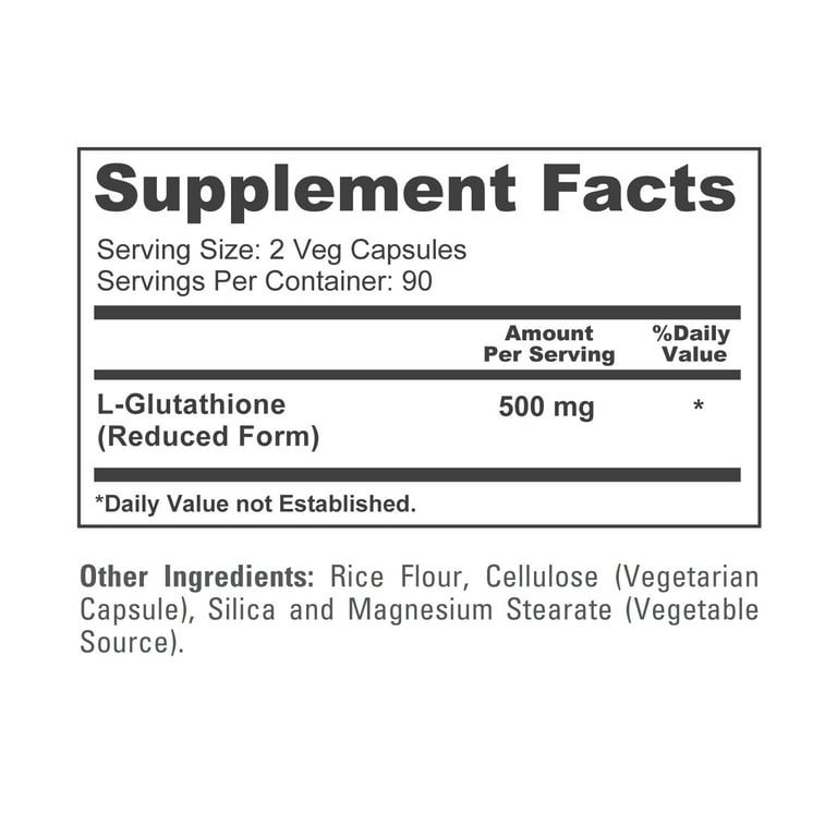 NusaPure Reduced Glutathione 500mg Veggie Caps 180 Vegan Supplement