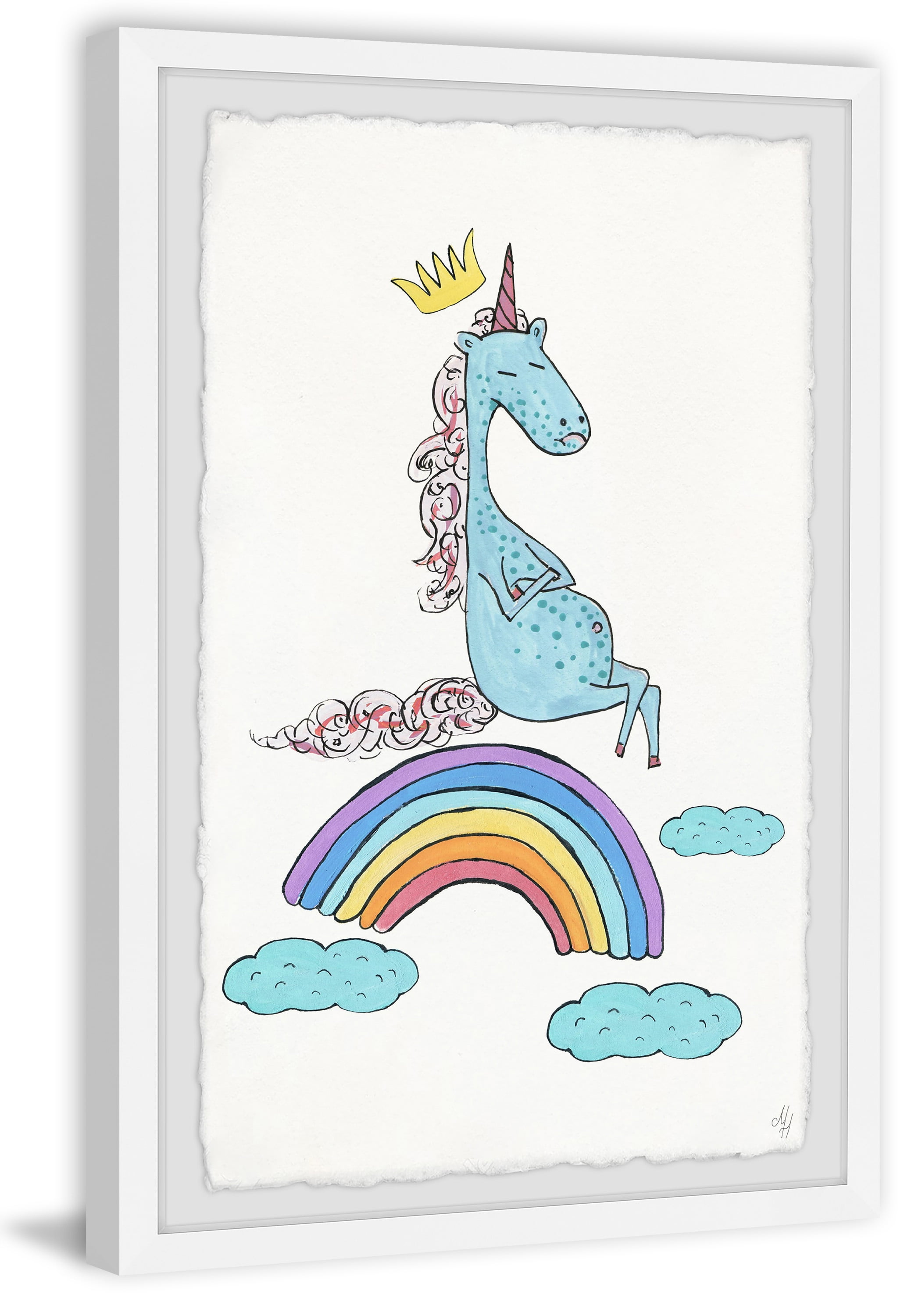 Marmont Hill Unicorn Rainbow Framed Wall Art, 24.00" x 1.50"