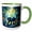 Green/White, variant on 3drose, Black Panther Animal in Wild Jungles. Elegant Decorative Art Gift, 15oz Mug