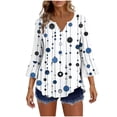 thumbnail image 2 of Kezqiaxn Cute Tops for Women Ruffled 3/4 Sleeve V-Neck Casual Loose Button Down Shirts Dressy Work Blouses, 2 of 5