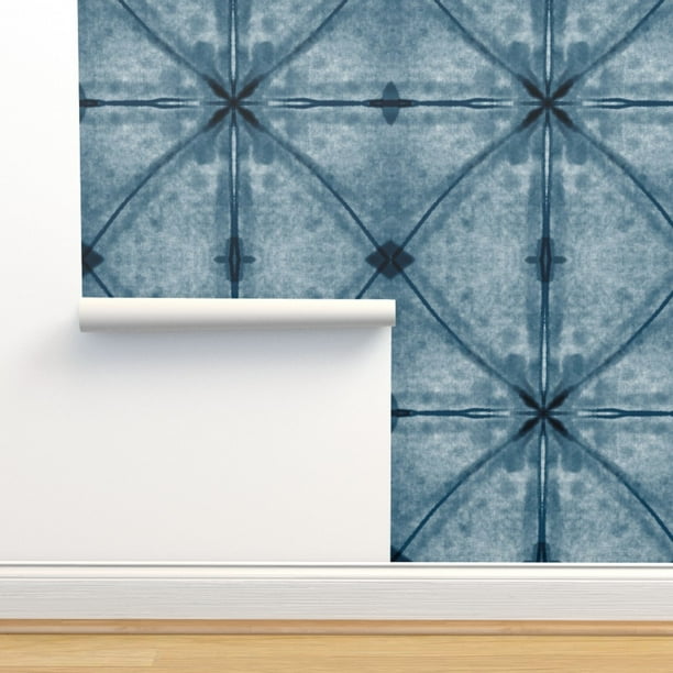 Removable Wallpaper Swatch Blue White Texture Shibori Tile Abstract