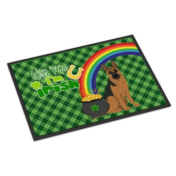 Black and Tan German Shepherd St. Patrick's Day Indoor or Outdoor Mat 24x36 36 in x 24 in