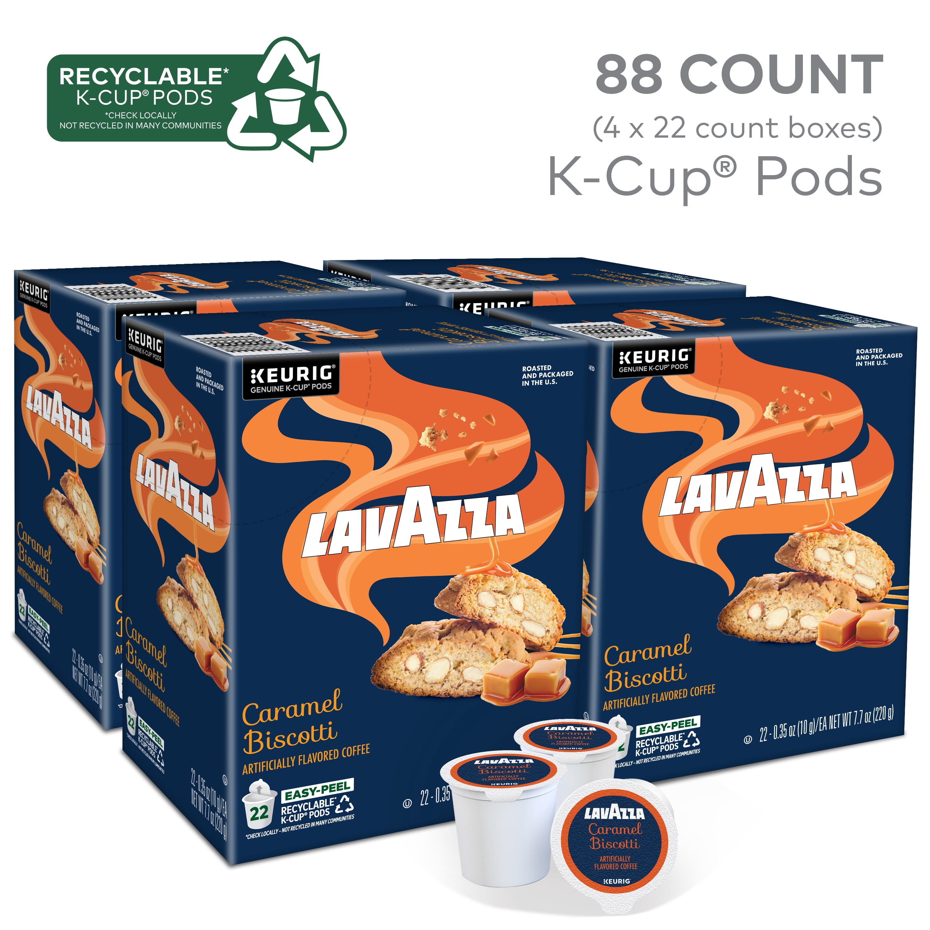 Lavazza Caramel Biscotti Keurig K-Cup® Pods, Light-Medium Roast, 100% Arabica (88 Pods)