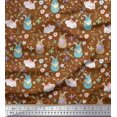 thumbnail image 1 of Soimoi Polyester Crepe Fabric Floral & Rabbit Kids Print Fabric by Yard 52 Inch Wide, 1 of 3