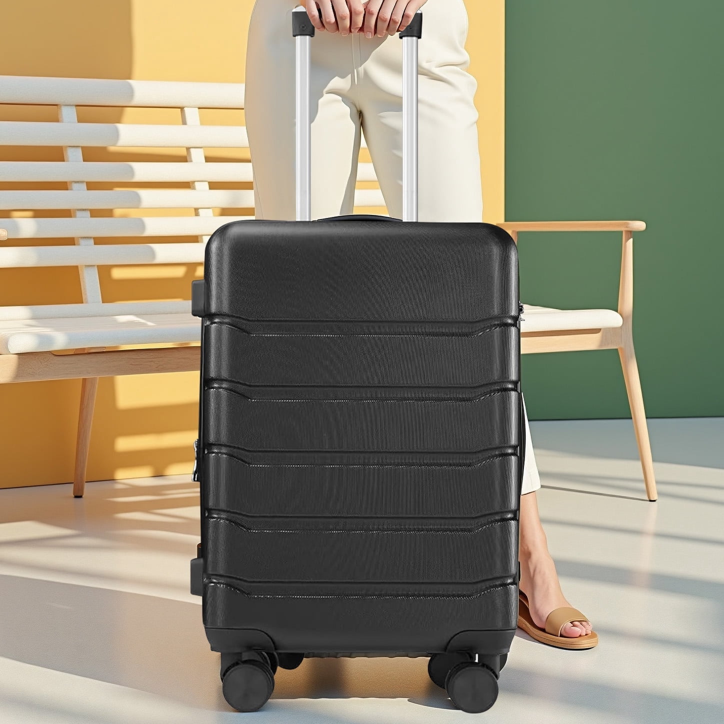 Simenmax 28 Inch Luggage, Hard Shell Rolling Suitcase with TSA Lock, Lightweight Luggage with Spinner Wheels, Black
