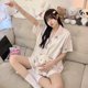 thumbnail image 1 of Pijama de seda de hielo Sanrioed Kawaii para mujer, ropa de dormir de manga corta, traje de dibujos animados para el hogar, lindo Anime, Kuromi Cinnamoroll, 1 of 4