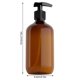 thumbnail image 3 of PET botella vacía recargable champú loción prensa bomba maquillaje dispensador contenedor de plástico, marrón 4 Piezas 500ml Methold HA5039-02B×4, 3 of 6