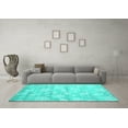 thumbnail image 3 of Ahgly Company Machine Washable Indoor Rectangle Abstract Turquoise Blue Contemporary Area Rugs, 6' x 9', 3 of 4