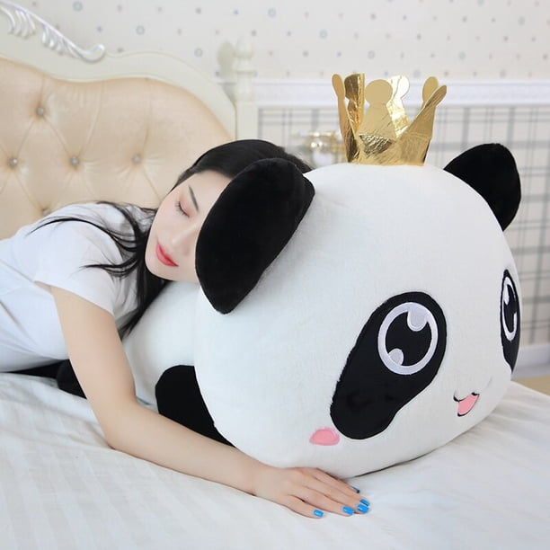 1pc 35/55cm Soft Cute Crown Panda Pillow Plush Stuffed Toys For Kids Kawaii Expression Panda Plush Children Toys Gift For Girls zhangmengya LED