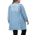 thumbnail image 3 of Unique Bargains Women's Plus Jeans Long Sleeve Long Denim Jackets, 3 of 6