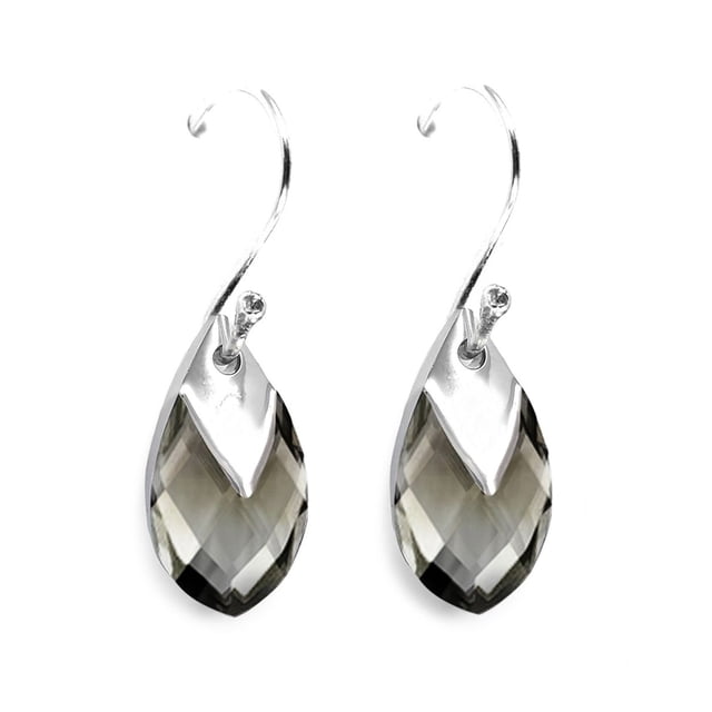 Aretes Zvezda Pear color Black Diamond plata .925 Zvezda ZAR-PEAR18-BKD