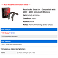 thumbnail image 2 of Rear Brake Shoe Set - Compatible with 2000 - 2006 Mitsubishi Montero 2001 2002 2003 2004 2005, 2 of 2