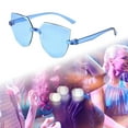 thumbnail image 3 of Gafas de sol retro sin marco para mujer, con degradado irregular, sin montura, protección UV para azul degradado, 3 of 9