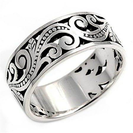 - Oxidized Filigree Floral Bali Bead Wide Ring ( Sizes 8 9 10 11 12 13 14 15 ) 925 Sterling Silver Band Rings (Size 13)