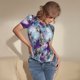 thumbnail image 3 of Balery Purple Marble Texture Body de cuello redondo de manga corta para mujer Tops de manga corta Tops básicos-Medium, 3 of 7