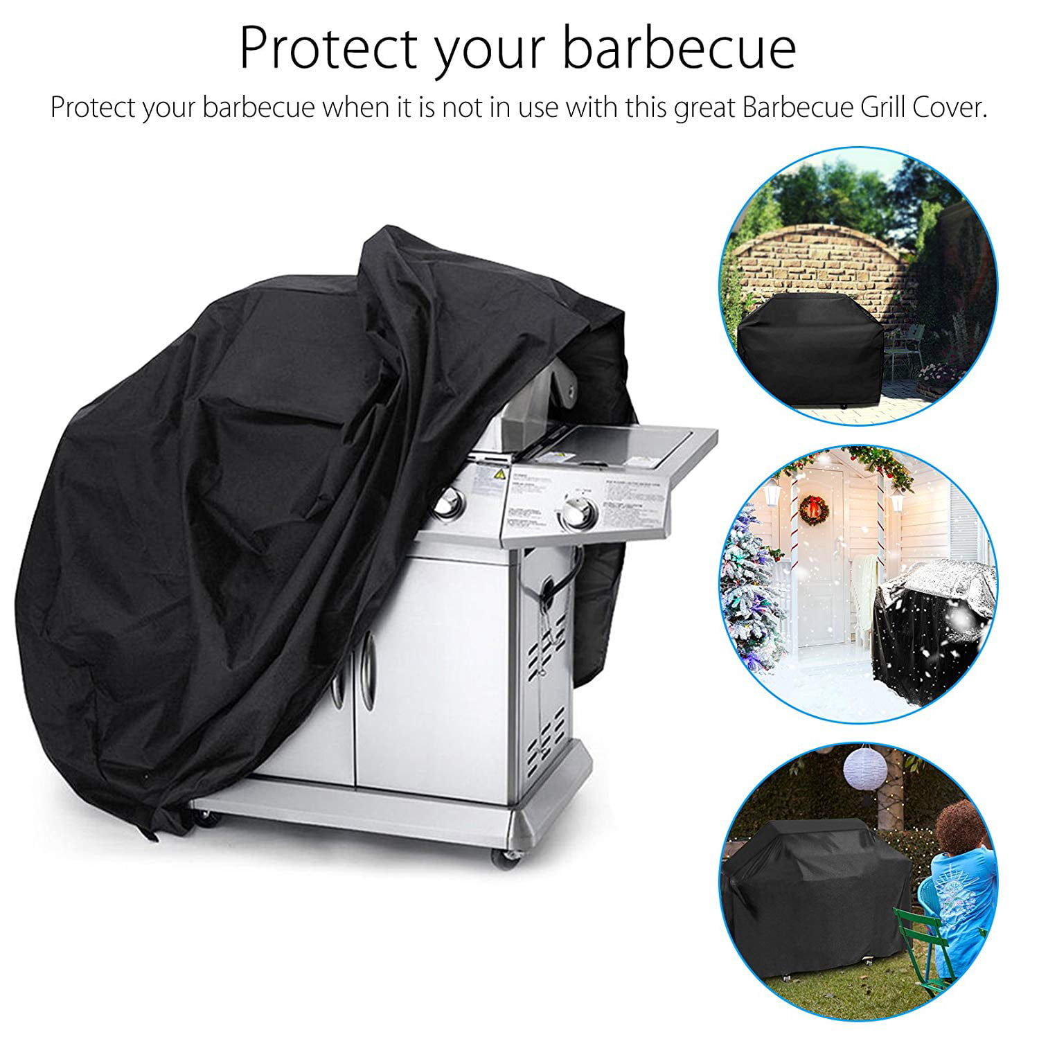 58 Inch 600D Heavy Duty Premium Gas Grill Cover UV & Fade & Rip Resistant Wenscha BBQ Grill Cover Black 58x24x48 Inches Fully Waterproof Fits Most Brands of Grill 