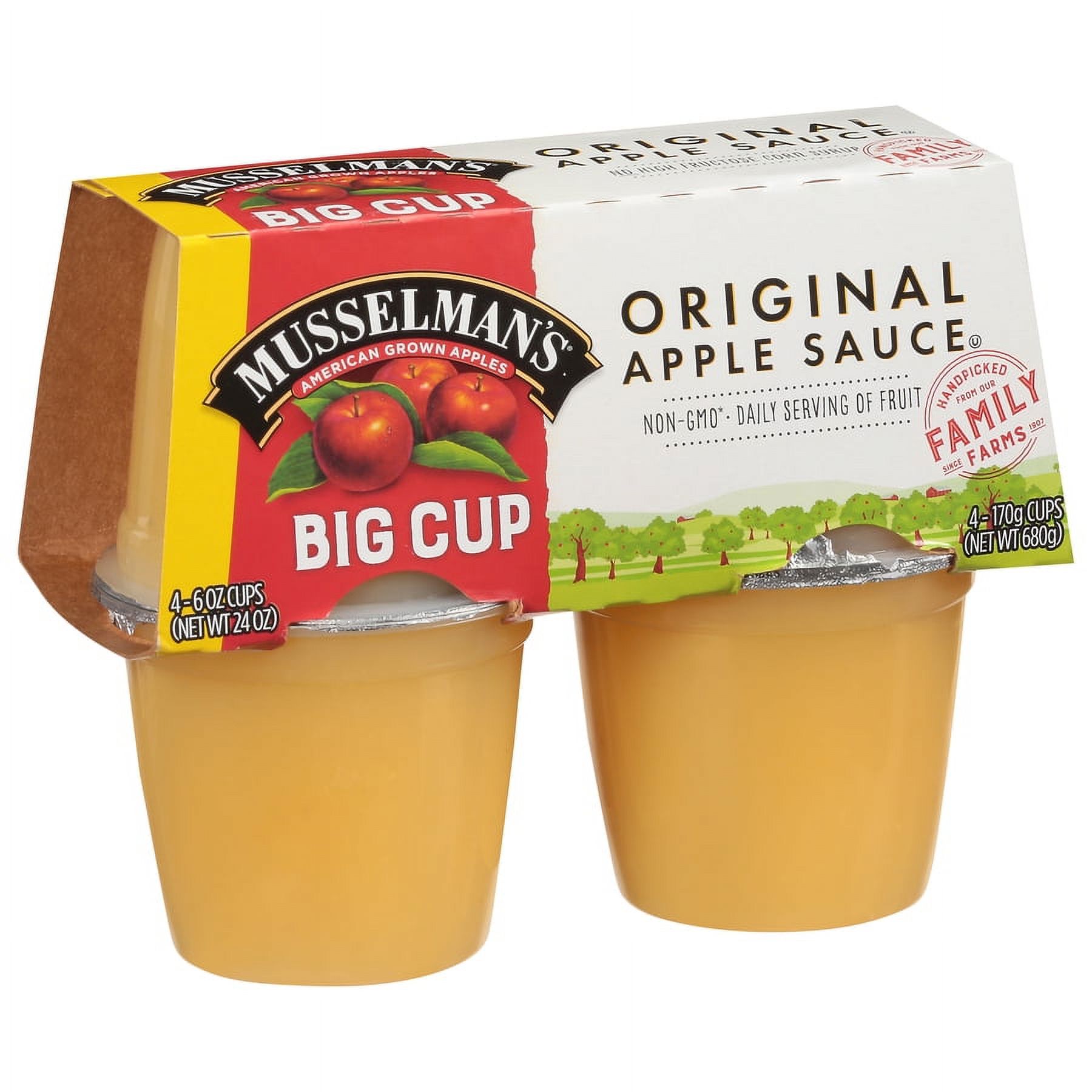 Musselman's Big Cup Original Applesauce 6oz 4 Count