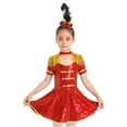 thumbnail image 3 of JanJean Girls Circus Royal Guard Halloween Costume Sequin Tassel Drum Majors Majorette Cosplay Red 14, 3 of 7