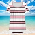 thumbnail image 4 of Plus Size Short Sleeve Tops Womens 1X-5X Square Neck Striped Summer Loose Tunic Tee Shirts with Pleats (5XL, Pink), 4 of 5