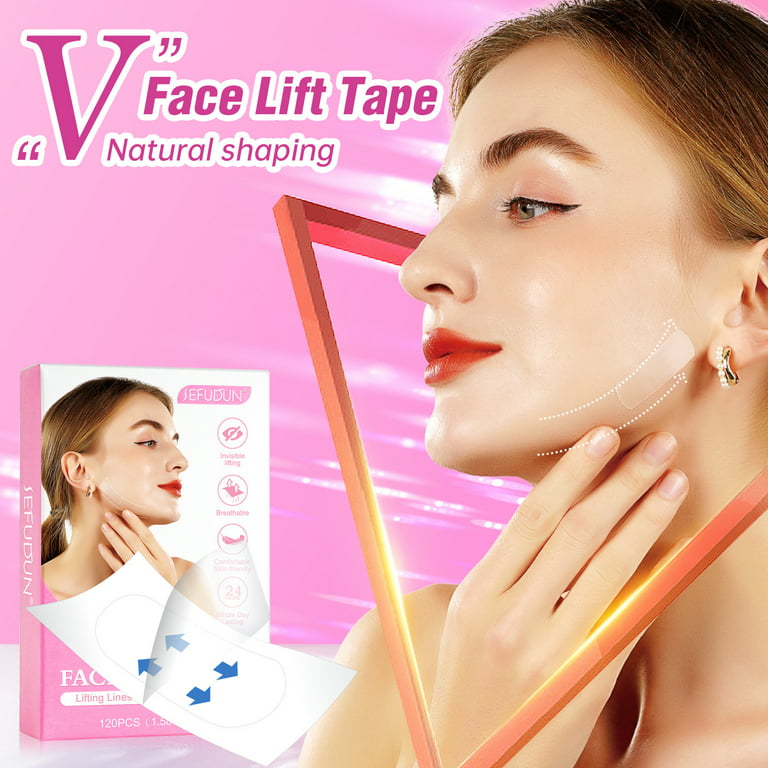 Face Lift Tape, Face Tape Lifting Invisible Waterproof, Makeup Neck Tape  Instant Face Eye Lift Facelift Tape For Jowls Double  Chin,1.58''x0.51'',120PCS,Big Size,skin tools for face,skincare tool,skin 