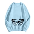 thumbnail image 5 of Yuhangmm Halloween Sweatshirts for Women Fashionable Casual Halloween Printed Hooded Zipper Sweatshirt for Women with Seasonal Graphic Blue L, 5 of 5