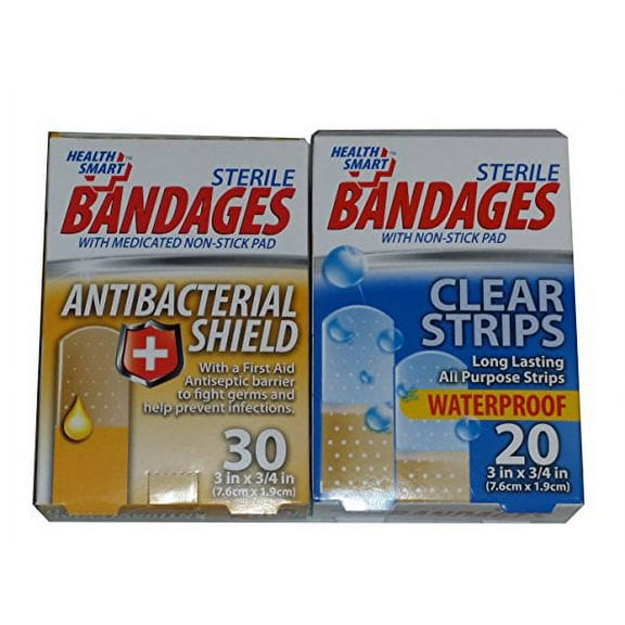 Sterile Bandages with Non-stick Pad in Antibacterial Shield and Clear Waterproof Stips