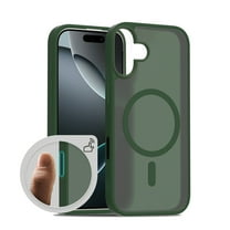 for iPhone 11 Case: Magnetic Translucent Matte Shockproof Slim Compatible with MagSafe - Military Grade Drop Proof Hard Back Anti-Fingerprint Protective Cell Phone Cover,Darkgreen