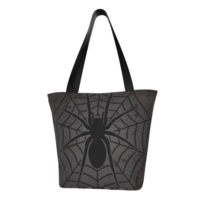 Fotbe Black Spider On Web 1 Bolsa de Playa con Estampado, Bolsa de Hombro, Bolsa de Mano Espaciosa, Bolsa de Viaje Ligera, Bolsa de Compras Versátil