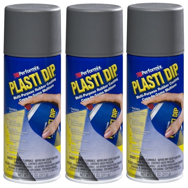 Paquete de 3 Aerosoles de Revestimiento de Caucho Plasti Dip Gris Gunmetal 311 ml