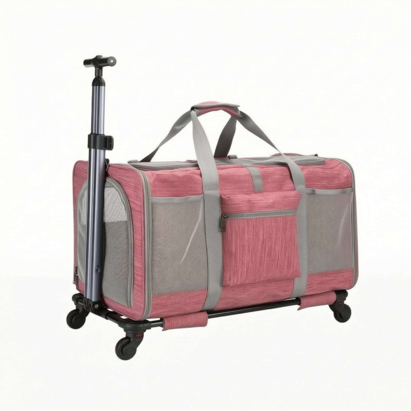 Lazsy Pet Carrier Trolley with Wheels Soft Sided Foldable Design for Small Pets Outdoor Travel Use