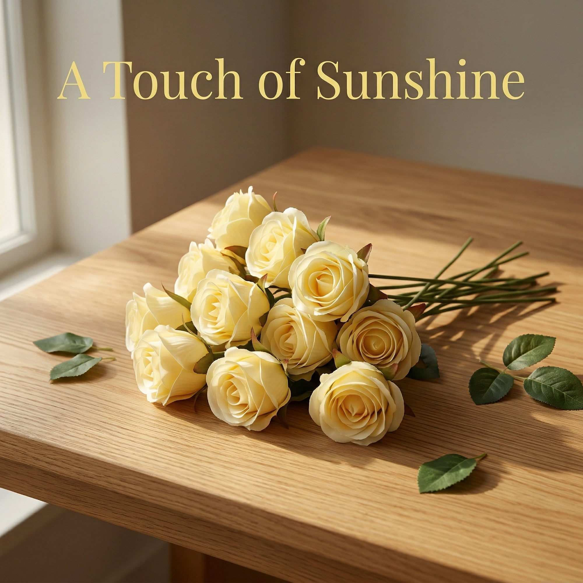 Unique Bargains 10Pcs Artificial Rose Flowers Petite Silk Bouquets Light Yellow 8.1 in