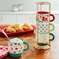 thumbnail image 2 of The Pioneer Woman Merry Meadow 5-Piece 12.5oz Stoneware Stacking Mugs with Rack, 2 of 9