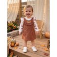 thumbnail image 5 of Cjfdfy Newborn Baby Girl Thanksgiving Outfit Turkey Print Long Sleeve Romper And Little Turkey Corduroy Overall Dress Infant Cute My First Thanksgiving Fall Winter Clothes 0-18M, 5 of 9