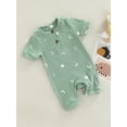 thumbnail image 3 of Franhais Infant Baby Summer Jumpsuit, Knit Ribbed Cartoon Moon Prints Romper Short Sleeve O-neck One-Piece Clothes, 3 of 8