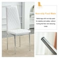 thumbnail image 6 of HOSAUNA Grid armless high backrest dining chair, 4-piece set of silver metal legs white chair, office chair. Suitable for restaurants, living rooms, kitchens, and offices, 6 of 9