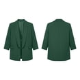 thumbnail image 4 of Plus Size Blazer For Women, 3/4 Sleeve Lapel Jacket With Padded Shoulders & Pockets, Lined Casual Office Suit Jacket, Professional Work Wear Green L, 4 of 8