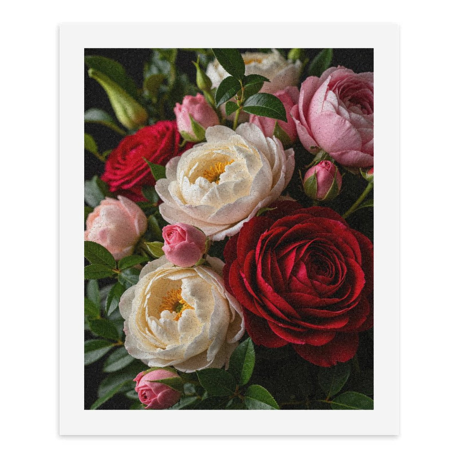 Paint By Numbers Kit for Adults Beginner - DIY Elegant Blooms Roses Peonies Bouquet Canvas Painting Kits for Adults, Frameless Paint By Number for Adults for Home Wall Decor 16x20 Inch